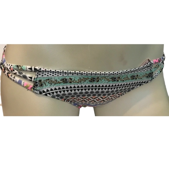 Victoria's Secret White Zig Zag Foil The Strappy Cheeky Swim Bottom - Picture 2 of 2